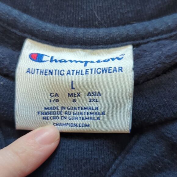 Youth Champion navy blue crew neck sweater with US Navy graphic size large - Picture 4 of 4